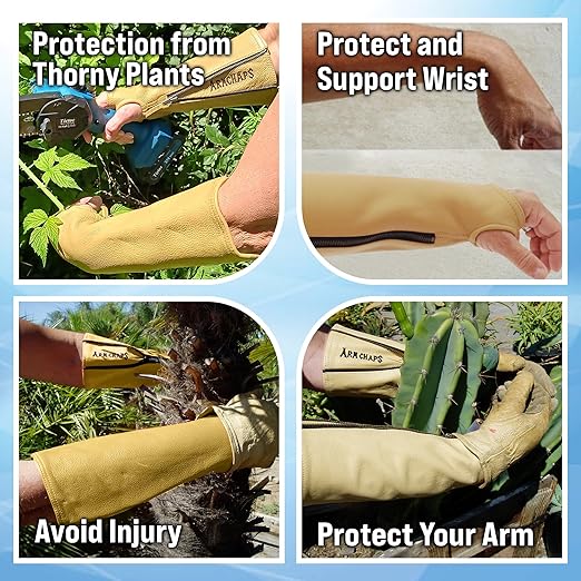 Arm Chaps Extended Elbow Leather Arm Guard - Arm Sleeve Protectors for Thin Skin and Bruising, Scratches & Cuts - Protective Arm Sleeve for Any Age- Left & Right Form-Fitting - Tan (1Pair/XX-Small).
