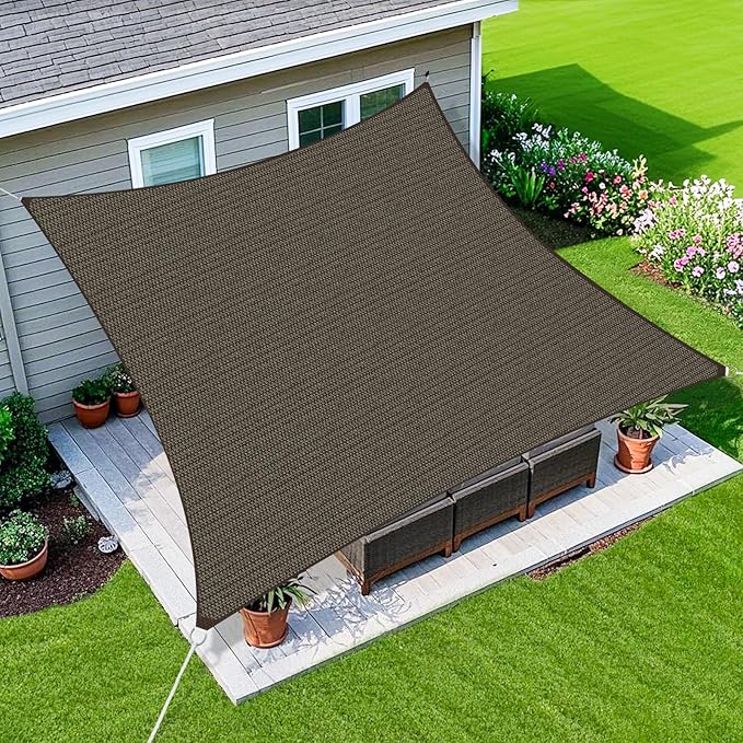Amagenix Sun Shade Sail 12X26 Curved Edge Outdoor Shade Canopy Mocha Breathable 95% UV Block Shade Cloth for Patio Garden Backyard (We Make Custom Size)