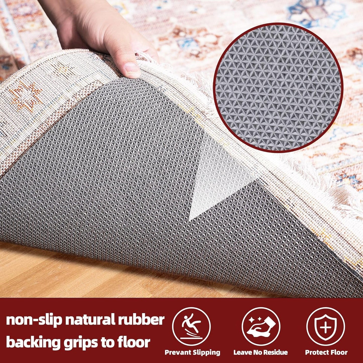 BAGAIL Felt and Natural Rubber Backing Rug Pads 1/8” Thick, Round 6 Feet Non Slip Rug Gripper Keep Rugs in Place, Under Area Rug Protective Cushioned Pads, Carpet Runners, Hardwood Floors Protection