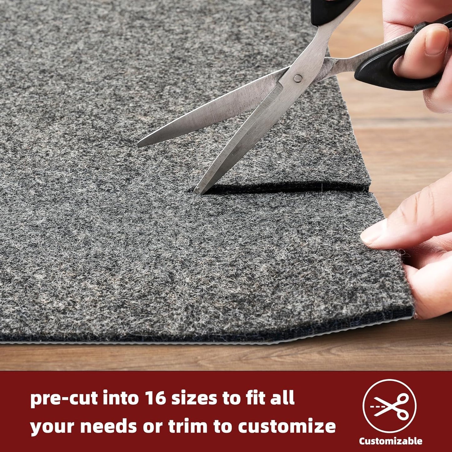 BAGAIL Felt and Natural Rubber Backing Rug Pads 1/4” Thick, 8 x 11 Ft Non Slip Rug Gripper Keep Rugs in Place, Under Area Rug Protective Cushioned Pads, Carpet Runners, Hardwood Floors Protection