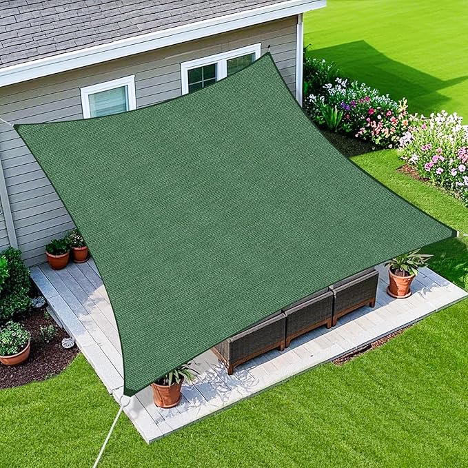 Amagenix Sun Shade Sail 10'X25' Curved Edge Outdoor Shade Canopy Dark Green Breathable 95% UV Block Shade Cloth for Patio Garden Backyard (We Make Custom Size)