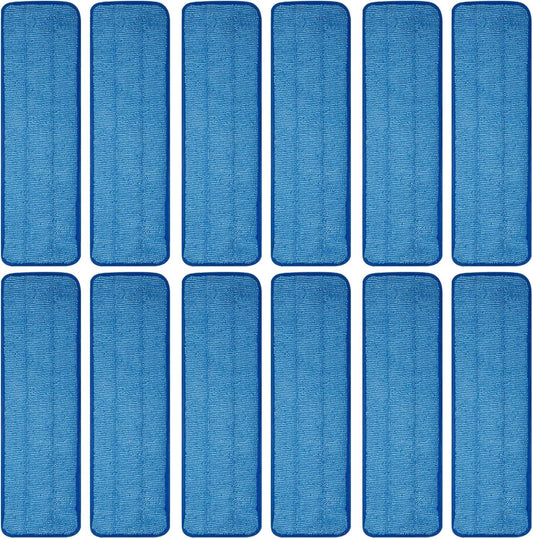 12 Pack Microfiber Mop Pad Universal Commercial/Industrial/Professional 17-18 Inch Head- Heavy Duty Wet & Dry Cleaning Refills Reusable Mop Refills Fit for Most Bona/Rubbermaid/Flat Mops