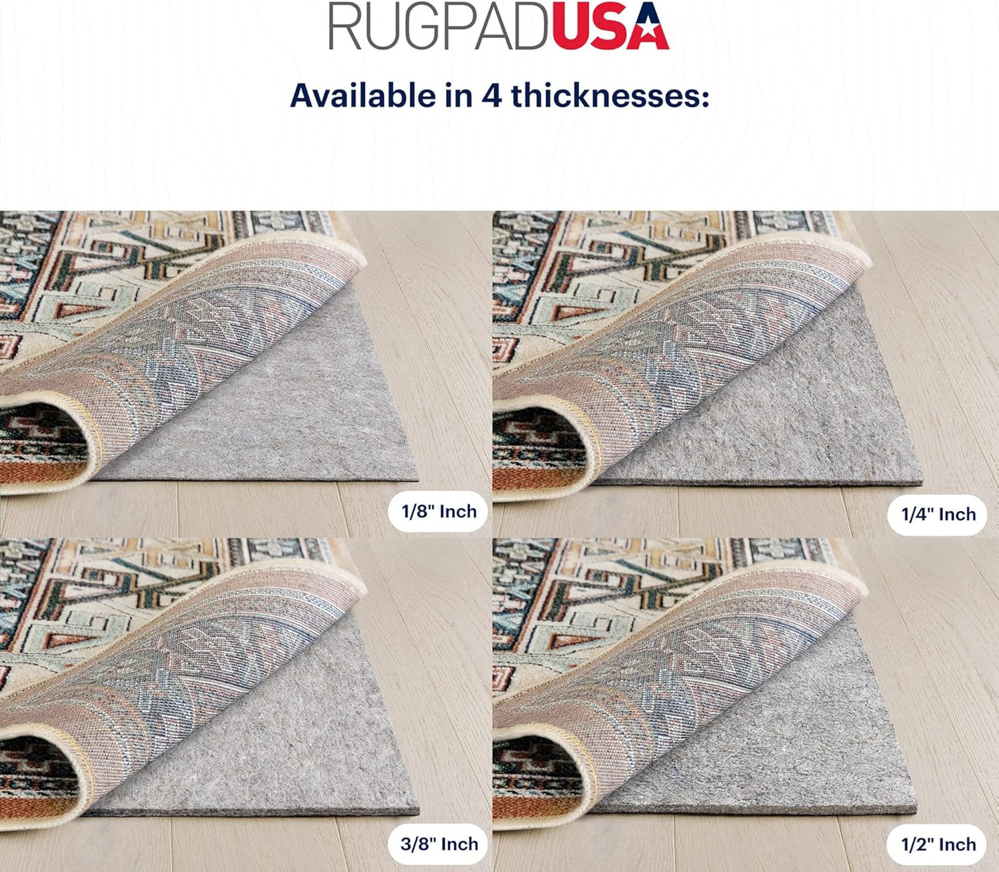 RUGPADUSA - Dual Surface - 7'10" x 10' - 3/8" Thick - Felt + Rubber - Enhanced Non-Slip Rug Pad - Adds Comfort and Protection - for Hard Surface Floors