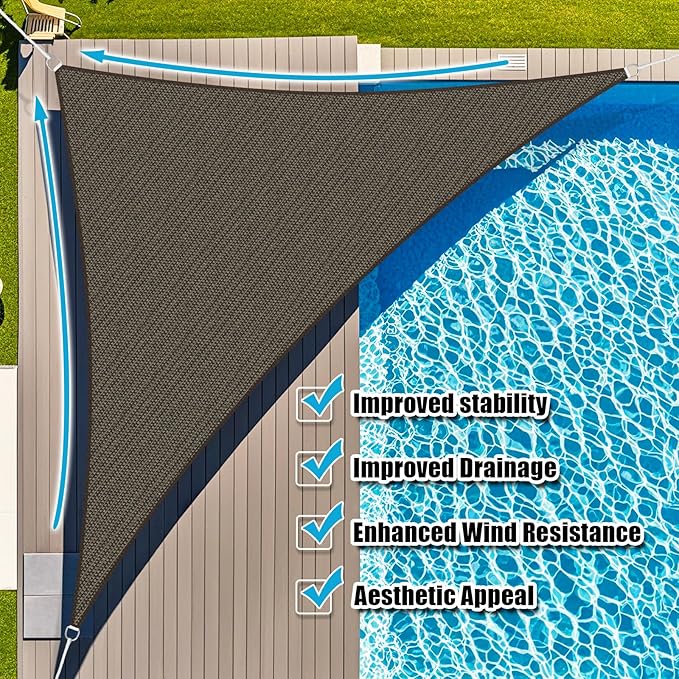 Amagenix Sun Shade Sail 4'X4'X4' Curved Edge Outdoor Shade Canopy Mocha Breathable 95% UV Block Shade Cloth for Patio Garden Backyard (We Make Custom Size)