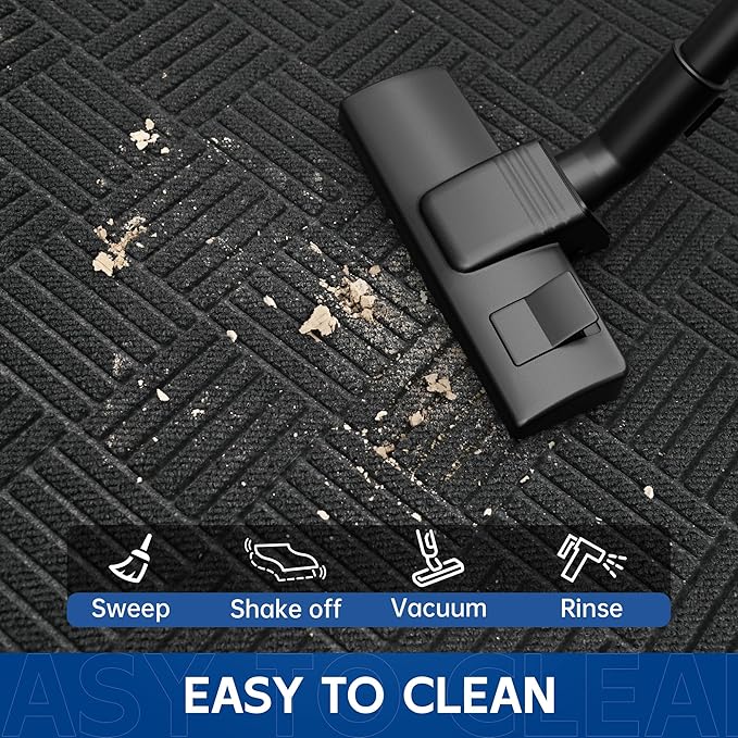 Durable Indoor Outdoor Door Mat, 3' x 4' Heavy Duty Front Door Mat for Entryway, Non-Slip Backing, Stain and Fade Resistant, Absorbent Commercial Floor Mat for High Traffic Area, Black