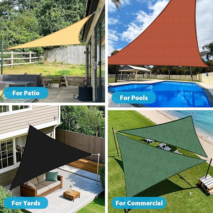 Amagenix Sun Shade Sail 10'X11'X14.9' Curved Edge Outdoor Shade Canopy Black Breathable 95% UV Block Shade Cloth for Patio Garden Backyard (We Make Custom Size)