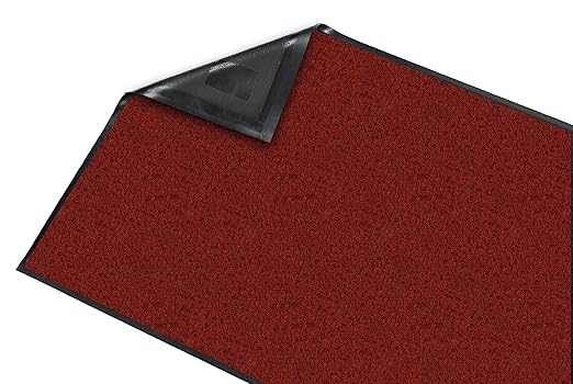 Guardian Platinum Series Indoor Wiper Floor Mat, Rubber with Nylon Carpet, 3'x8', Red