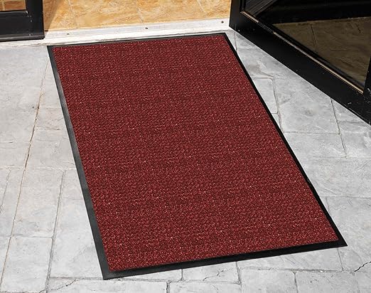 Guardian WaterGuard Indoor/Outdoor Wiper Scraper Floor Mat, Rubber/Nylon, 4'x14', Red